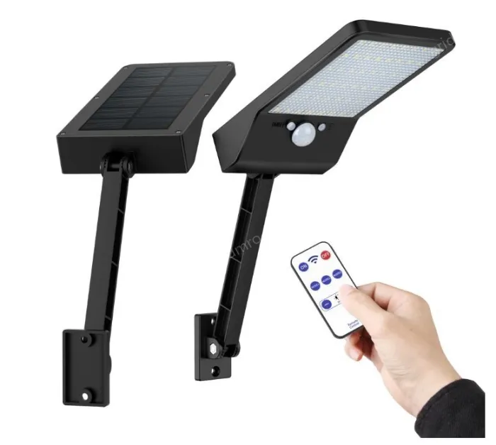 Wall mounted Solar Solar remote control flat lamp with bracket LED balck single pack