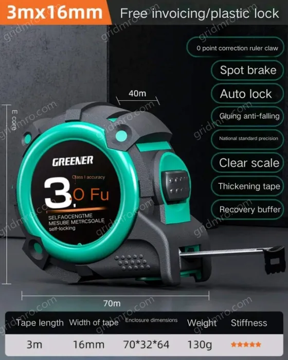 Drop resistance, wear resistance/rubber lagging self-locking: 3m×16MM class II. accuracy