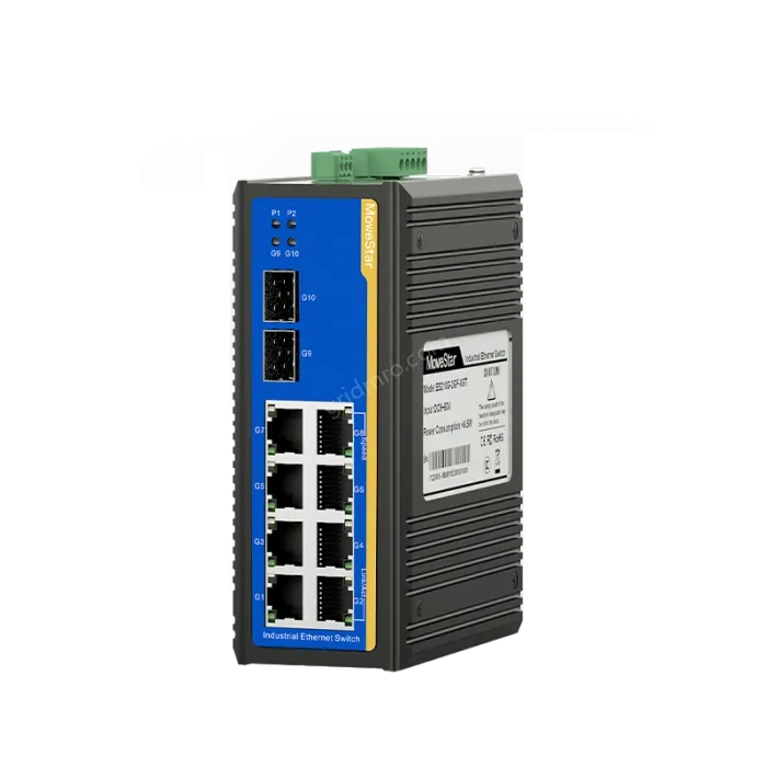2 Ports Gigabit SFP + 8 Ports Gigabit RJ45 Din-Rail Unmanaged Industrial Ethernet Switch