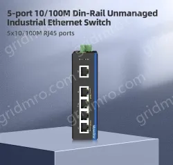 5 Ports 10/100M T(x) Din-Rail Unmanaged Industrial Ethernet Switch