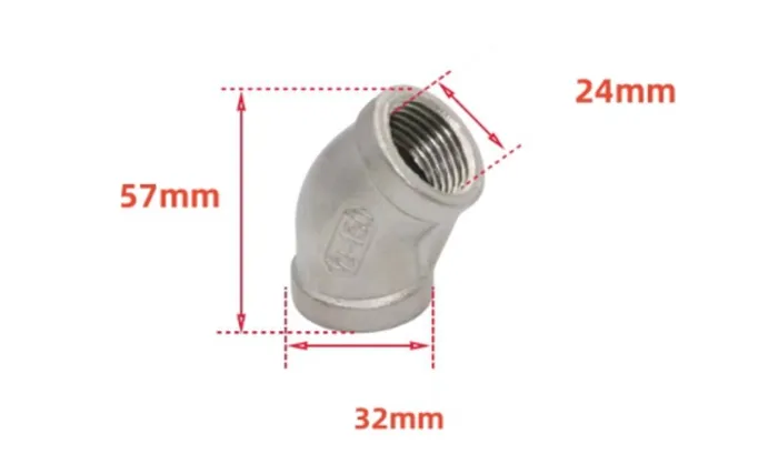 304/6 mins 3/4 DN20 Stainless steel 45° elbow joint